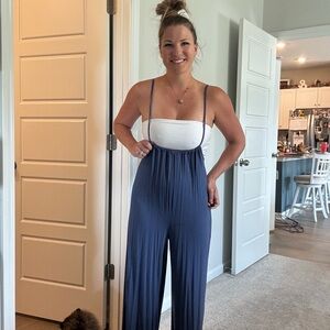 Blue Spaghetti Strap Jumpsuit